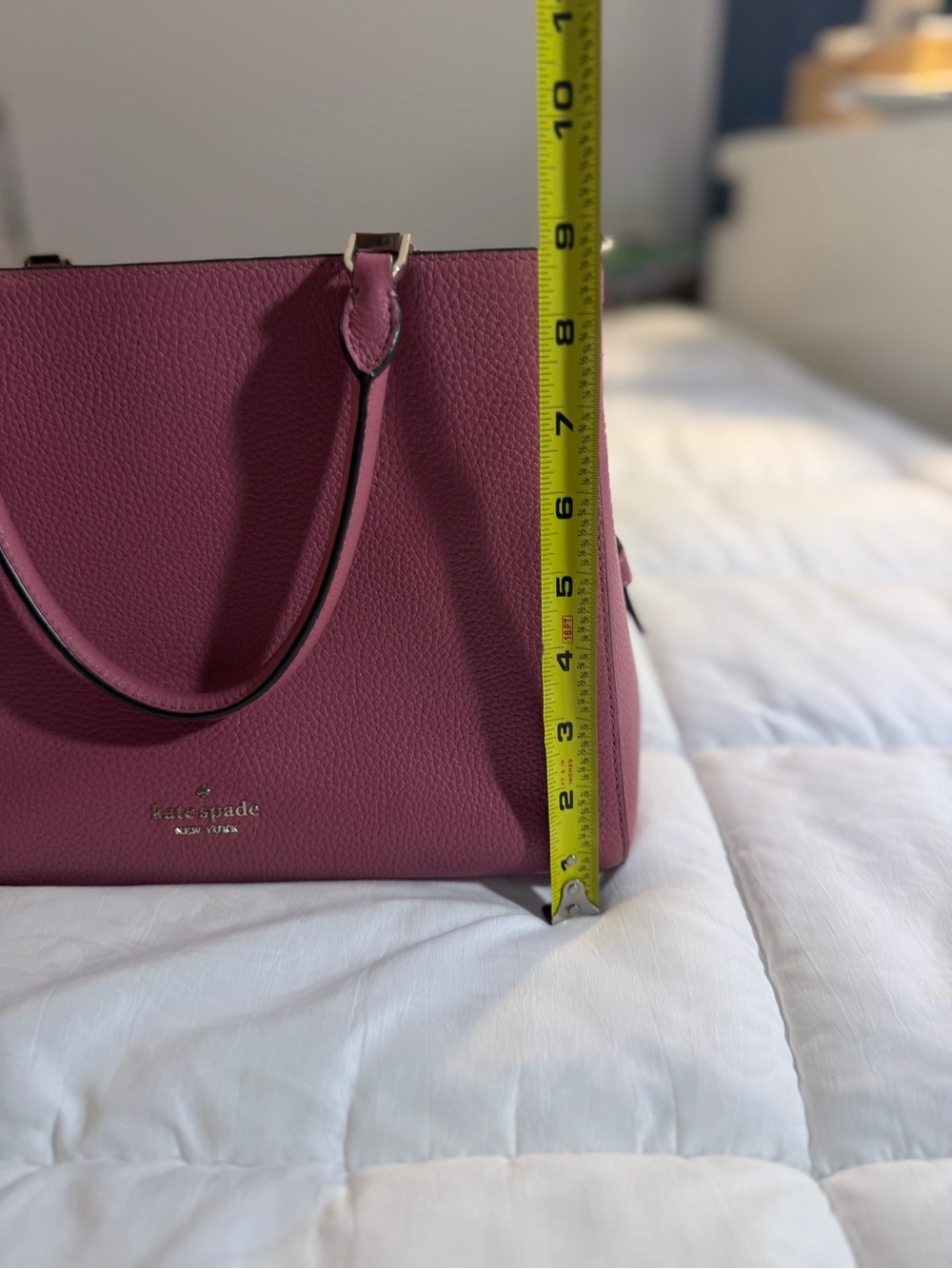 Kate Spade New York Mauve Pink Pebbled Leather Satchel | Triple Compartment - Picture 7 of 7
